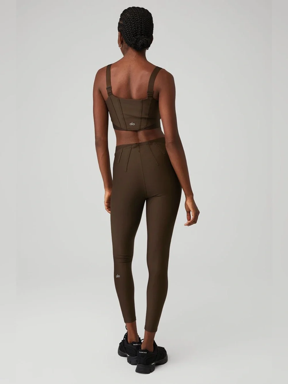 Alo Espresso Brown Corset Set Bra Airlift Legging Size XS/XXS